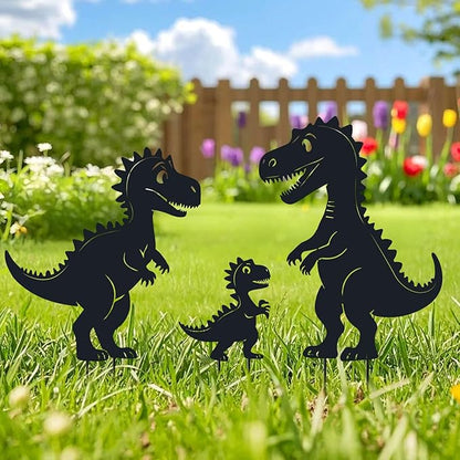 Metal Decorative Garden Stakes, Dinosaur Garden Decor for Outside Gifts for Women Men,Black Dinosaur Silhouette Statues Decorations for Yard Art, Patio, Backyard, Outdoor, Lawn, Forests