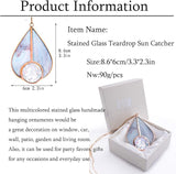 H&D HYALINE & DORA Art Stained Glass Suncatcher Teardrop Ornament, Suncatchers Hang for Window Wedding Party