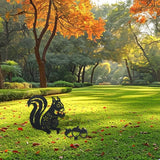 WADORN Squirrel Hazelnut Decorative Silhouette Garden Stakes, Metal Squirrel Stakes Statues Ornaments Lovers Gifts Yard Art Black Silhouette Yard Outside Decor for Backyard Patio Decor