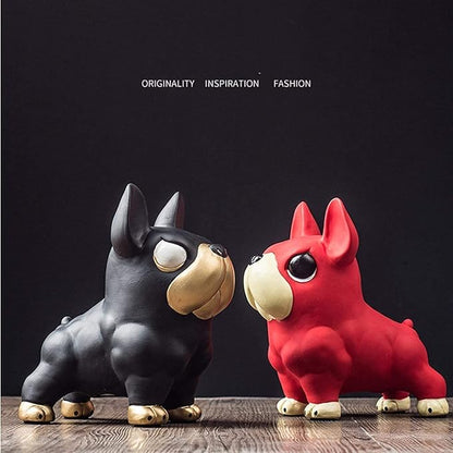 Garden Ornaments Decor Statue Outdoor,Abstract Unique Statue Sculpture Creative Statues and Sculptures Outdoor Decor for Garden,Cool Muscle Dog Bulldog Statue Sculpture Ceramic Home Ornament