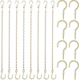 Hotop 8 Pcs Metal Hanging Chains with Ceiling Hooks, Garden Plant Hangers for Hanging Bird Feeders, Billboards, Chalkboards, Basket, Planters, Lanterns, Wind Chimes, Chain Hook DIY(12 Inch,Gold)