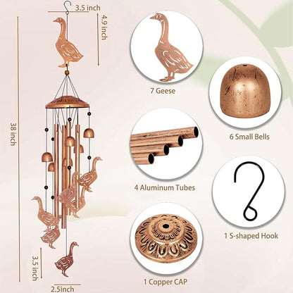 GDNSFIT Goose Wind Chimes for Outside, Metal Windchimes Outdoors, Goose Gifts for Women/Men, Memorial/Birthday Gifts, Garden Decor for Outside, Patio or Yard, Durable Chimes for Outdoors
