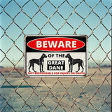 Beware Of The Dog Great Dane Sign Aluminum Metal Tin Signs Outdoor Yard Sign Warning Sign For Fence Yard Home Kitchen Farm Garden Wall Decor 8x12 Inch
