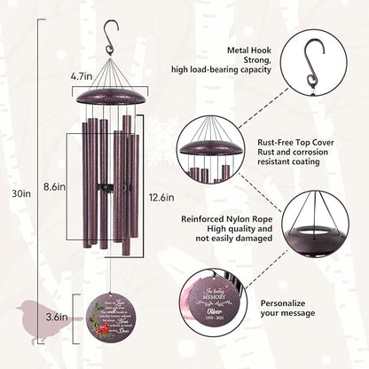 ASTARIN Personalized Cardinal Wind Chime Memorial, Customized Sympathy Wind Chimes for Loss of Loved One, in Memory of Loved Ones Lost, Bereavement Gifts Windchimes Outdoor, Produced in USA