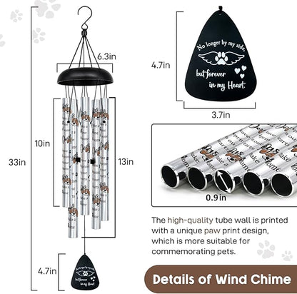 ASTARIN 33" Pet Memorial Wind Chime, Memorial Wind Chimes for Loss of Dog, Paw Print Sympathy Gifts for Loss of Dog, Angle Wings Bereavement Gift Wind Chime for Outside Indoor