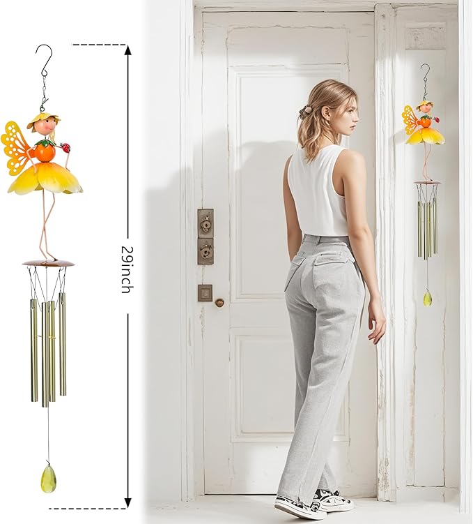Taman Wind Chime for Outside - Flower Fairy Wind Chimes for Outside Aluminum Tubes Decorative Memorial Gift, for Home, Outdoor, Yard, Patio,Garden Decor