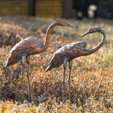 Metal Crane Garden Statues for Outdoor, Stainless Steel Antique Patina Standing Blue Heron Decoy, Large Sandhill Cranes Sculptures for Yard and Garden, Bird Yard Art for Patio Lawn Backyard Pond