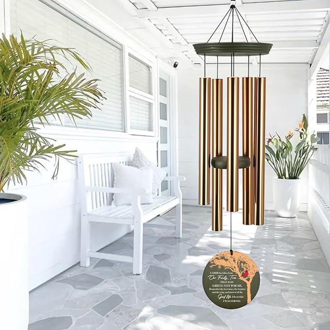 Personalized Sympathy Wind Chimes 36inch, Custom Memory Words for Loss of Loved, Cardinal Commemorative Sympathy Gifts, Decorative Wind Chime Outdoor (Produced in USA)