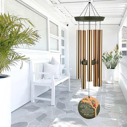 Personalized Sympathy Wind Chimes 36inch, Custom Memory Words for Loss of Loved, Cardinal Commemorative Sympathy Gifts, Decorative Wind Chime Outdoor (Produced in USA)