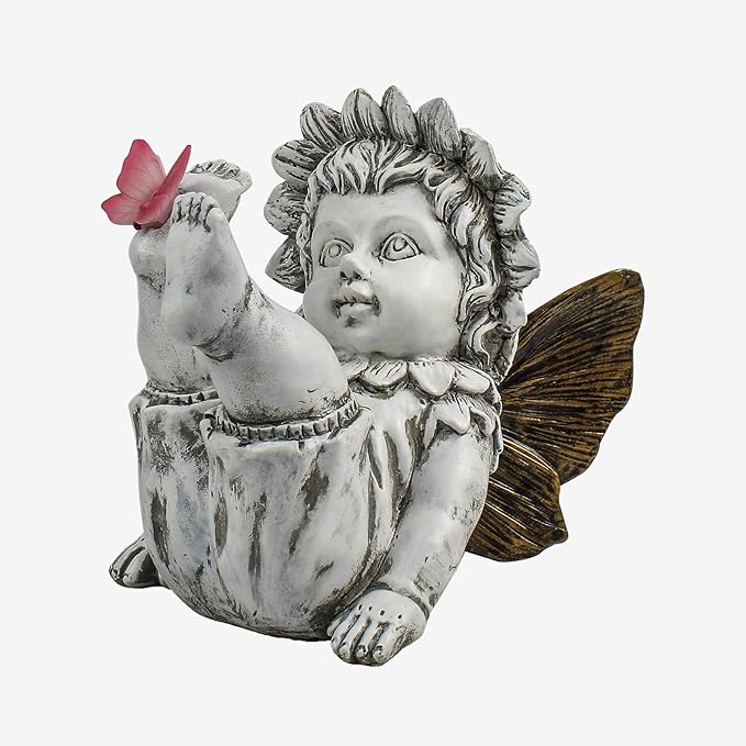Suyorpe Fairies for Fairy Garden Solar Decor - Fairy Figurines Resin Outdoor Statues Ornaments with Light up Butterfly for Patio,Lawn,Yard,Porch,Outside Angel Gifts