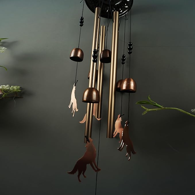 Wolf Wind Chimes for Outside,Wolf Gifts for Women/Men/Sympathy Gift/Memorial Gifts/Birthday Festival Metal windchimes Outdoors/Indoors,Patio,Garden Decor,Home,Porch,Yard Decor (Wolf)