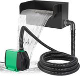 All-in-One Pond Waterfall Spillway Kit – 12” 304 Stainless Steel Waterfall Box with Ultra-Quiet 660GPH Pump, 10FT Tubing, Filter & Accessories for Outdoor Garden, Pool, Backyard Ponds