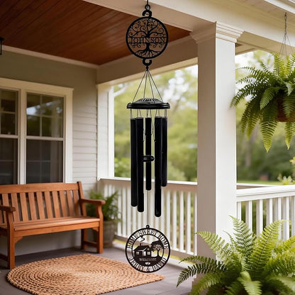 Personalized House Warming Gifts New Home, 37" Black Wind Chimes Housewarming Gifts, New Home Gift Ideas for Women Men Homeowners Couples Family Friends,Outdoor Decor for Patio,Garden,Yard