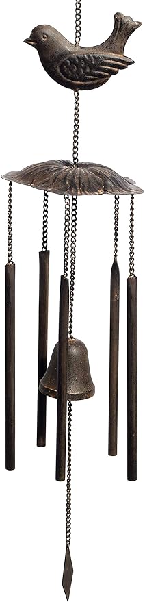 Anderson's Bird Wind Chimes, Antique Metal Outdoor Decor for Garden, Patio, Porch, or Memorial Gift, 33" Soothing Sound, No Assembly, Faux Patina Finish, Great for Relaxation & Meditation