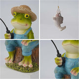 Frog Fisherboy Statue | Outdoor Garden Decor, Resin Animal Statue, Pond Ornaments, Poolside Garden Decor, Koi Fish Pond, Unique Fisherman Gifts