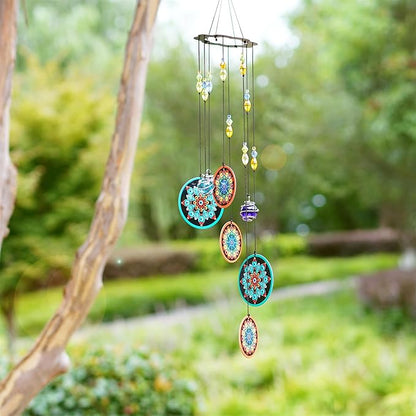 YUFENG Wind Chimes Outdoor Decor, Metal Memorial Windchimes Hanging Decoration for Garden Home Yard and Christmas Tree, 23.5'' Metal Flower Ornament Christmas Decor