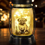 Pug Dog Gifts for Women/Men Pug Dog Solar Lanterns Mom Birthday Gift Pet Loss Lantern Pet Memorial Lights Solar Garden Decoration for Yard, Patio,Backyard,Porch Torches