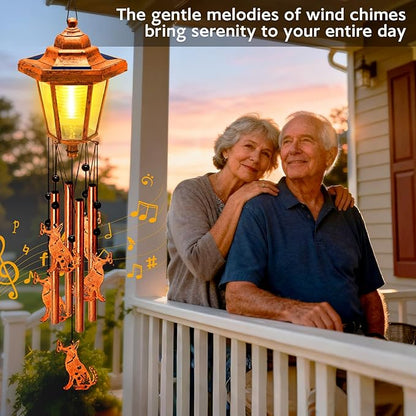 Large Solar Dog Wind Chimes with Wind Catcher/Solar Decor Light to Create a Zen Atmosphere Decor for Outdoor Garden Patio Balcony, Classic Bronze Wind Chimes, Gifts for Mom Grandma Women Wife Daughter
