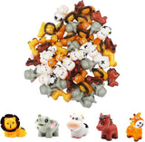 50 Pcs Miniature Resin Animal Figurines Set (1.2") - Elephant, Lion, Giraffe, Horse, Cow for Fairy Garden, Terrarium, DIY Crafts & Miniature World