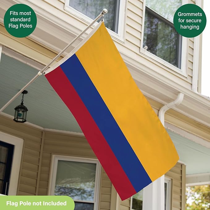 Evergreen Colombian Flag 3x5 Outdoor Double Sided, Colombia Flags for Outside with Grommets, 3-Ply Banners for Garden Patio, Indoor Wall Decor for Room, Works with Standard Estate Flag Poles