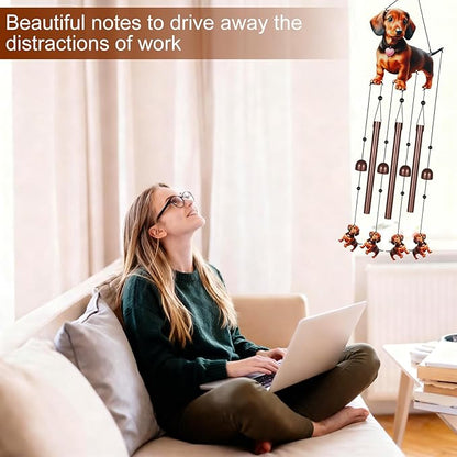 Gifts for Mom, Wind Chimes for Outside Perfect for Outdoor Gardens Patios Home Decor, Features Melodious Tones Create a Zen Atmosphere, Retirement Gifts for Women Men(Colorful Dachshund)