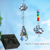 Dog Pet Memorial Gifts Paw Print Sun Catcher Crystals Prisms Hanging Rainbow Maker Suncatcher for Window Garden Decor Wind Chime Suncatcher Pet Loss Sympathy Gifts (1pcs Leaf)
