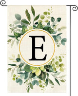 AVOIN colorlife Monogram Letter E Floral Garden Flag 12x18 Inch Double Sided Outside, Family Last Name Initial Yard Outdoor Decoration
