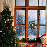 Stained Glass Window Hanging - Christmas Wreath Ornament 6.3 Inches Suncatcher for Garden Home Decor for Women Mon Grandma Friends