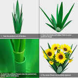 DDQ Metal Agave Plant Outdoor Decor with Artificial Flowers, Mexican Style Garden Sculpture, Waterproof Yard Art for Patio Lawn, Multiple Flower Options (Green Agave + Sunflower/Red/Yellow/Purple)