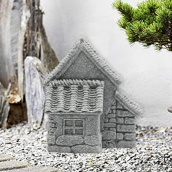 Saihisday 3PCS Micro Village Houses, Landscaping Chinese Houses, Micro Landscape Decor Ornaments for Zen Garden & Patio Micro Landscape Yard Bonsai Decor