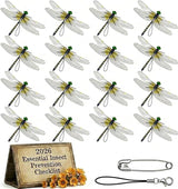 Dragonfly Clips for Bugs Repellent, 3D Artificial Dragon Fly, Lifelike Outdoor Hanging Ornament Garden Decor, Durable Fake to Keep Away Yard Ornaments Hat Golf Moving(Yellow(16pcs))