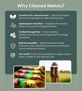 Nalulu Piney Bamboo Wind Chimes - Outdoor Wood Wooden Windchimes, Tropical Design with Coconut Crown, Handcrafted with Calming Deep Tones, Ideal Home Decor or Gift for Any Occasion
