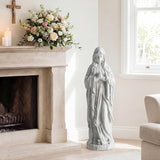 Giantex Virgin Mary Praying Statue 29.5", Blessed Mother Outdoor Religious Statue with Rosary Beads, Weather-Resistant MgO Catholic Yard Decor for Lawn, Patio, Prayer Garden & Memorial, Off White