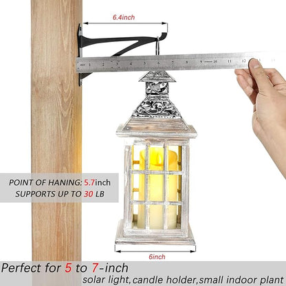2 Piece 6" Outdoor Indoor Decorative Small Planter Lantern Hooks for Wall Hanging Windchime Hummingbird Feeder Hangers, Black