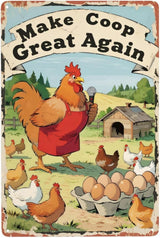 Funny Chicken Coop Signs and Accessories, Make Farming Great Again, Patriotic Farmhouse Metal Wall Art for Coop Farm Stand Chicken Farm Fresh Butt Nuggets Sign 8×12 Inch (yellow chicken coop)