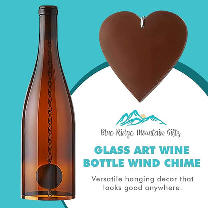 Blue Ridge Mountain Gifts Wine Bottle Wind Chime - Wind Chimes for Outside & Inside Decor, Handcrafted Wine Glass Bottle Wind Chimes, Suncatcher Whimsical Home Decor Gifts for Women (Red)