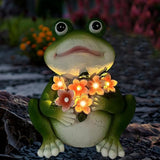 Solar Frog Garden Decor - Resin Frog Statues for Outside, Patio, Yard, Lawn, Gardening Gifts for Women, Outdoor Decorations