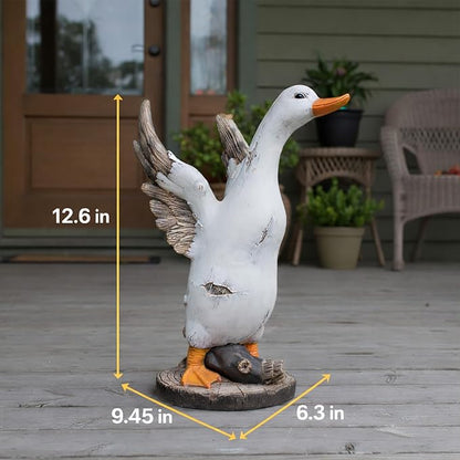 Duck Outdoor Statue, Resin Garden Lawn Yard Decor Sculpture, Funny Figurine Ornament for Porch Patio Flower Bed Home Bookshelf or Tabletop