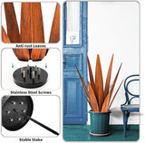 KODIBO Metal Agave Plants, Tequila Rustic Sculpture, Metal Yard Art, Outdoor Lawn Ornaments Yard Stakes (Rusty- L)