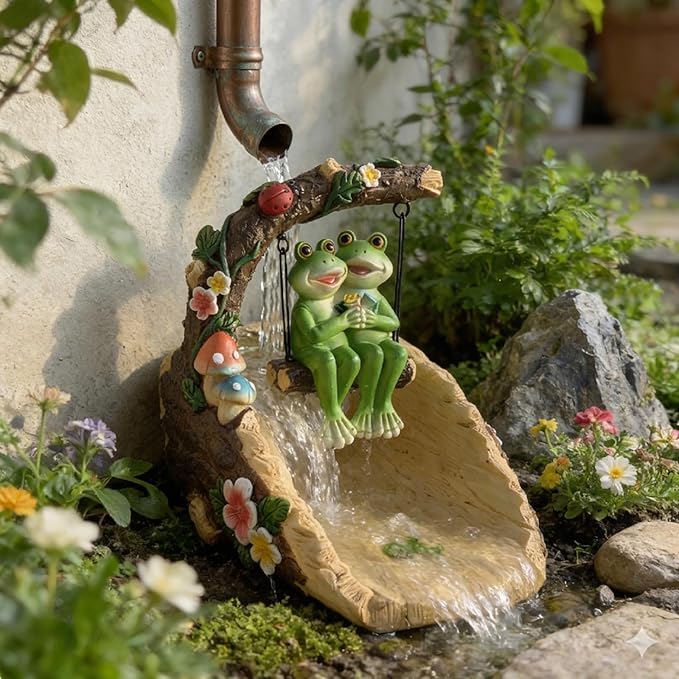 Frogs On The Swing Gutter Guardian Rain Downspout, Animals Outdoor Statue Gutter Downspout Extension Garden Decoration, Downspout Extender Diverter Splash Block for Courtyard and Patio