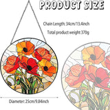 California Poppy Forest Sun Catcher 9.8'' Stained Glass Window Hanging Flower Lover Gifts for Women Red Poppy Kitchen Decor Suncatcher Decoration for Home Garden Housewarming Gifts