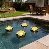 12PCS Waterproof Floating Lotus Light, 5 Inch Floating Lily Flower Water Activated Artificial Flowers Battery Operated Warm White Light for Wedding Pool Anniversary Garden Decor