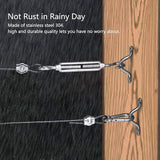 Brightown String Lights Hanging Kit for Outdoor, Includes 100Ft Stainless Steel(304) Suspension Rope Cable in Black Vinyl-Coated, Turnbuckle, Thimble, Hooks. Heavy Duty and Easy to Install