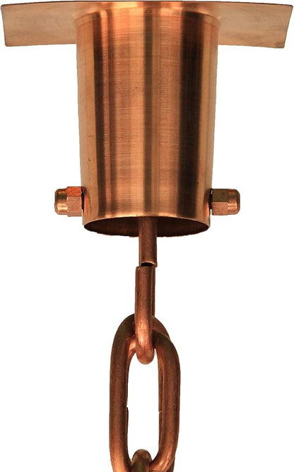 Large Copper Link Rain Chain with Installation Kit (14 Foot)
