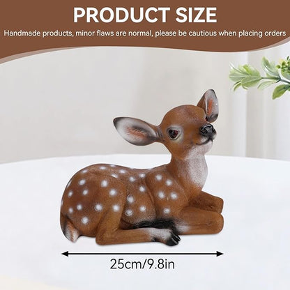 Resin Sika Deer Statue, 9.8in Lifelike Lying Deer Figurine, Weather-Resistant Garden Sculpture for Outdoor Yard Decor, Patio Lawn Ornament, Home Accents, Housewarming Gift