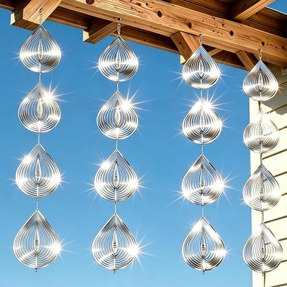 12PCS Stainless Steel Bird Deterrent Wind Spinners for Outside – Reflective Outdoor Bird Repellent Hanging Ornaments, Humane Pigeon Scarer for Yard Garden, Balcony, Patio, Roof & Window (12, Teardrop)