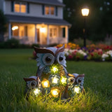 Candieslife Solar Garden Statue Owl Decor – Cute Owl Family Figurines with LED Succulent Lights, Waterproof Outdoor Yard Art Ornaments for Patio, Lawn, Porch, Housewarming Gifts for Women Mom