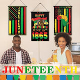 Tegeme 3 Pcs Happy Juneteenth Day Door Sign Flag African American Independence Day Door Hanging Banner Juneteenth Wall Decoration for Party Holiday Home Outdoor Indoor Decoration