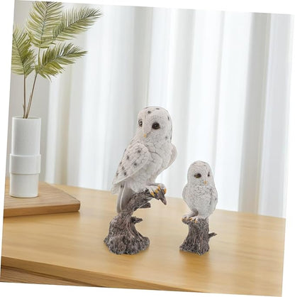 DOITOOL 2PCS Realistic Owl Figurine Weather-Resistant Garden Statues with Fine Detailing for Outdoor Patio Porch Decor and Science Learning