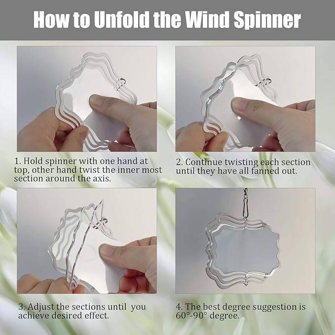 12 Pack 4inch Sublimation Wind Spinner Blanks 3D Aluminum Metal Wind Sculpture Kinetic Spinners for Yard Garden Indoor Art Sublimation Christmas Ornament Hanging Decoration (Photo Frame)